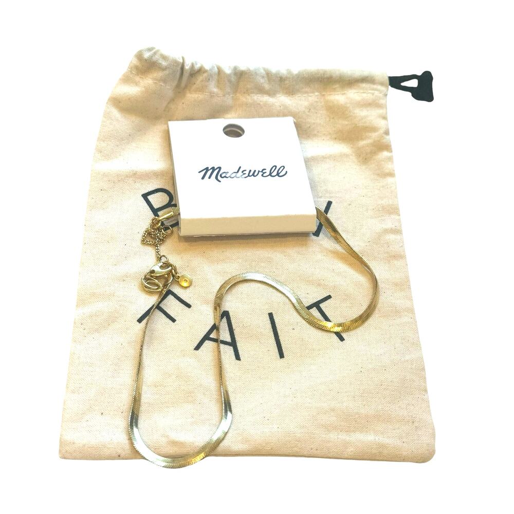 Madewell M0923 Herringbone Chain Necklace Vintage Gold One Size NWT - Picture 8 of 10